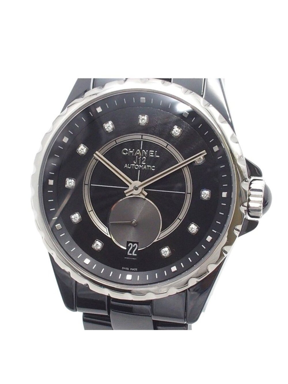 Chanel J12 Black Ceramic SS Diamond 11 PD Small Second Watch Automatic